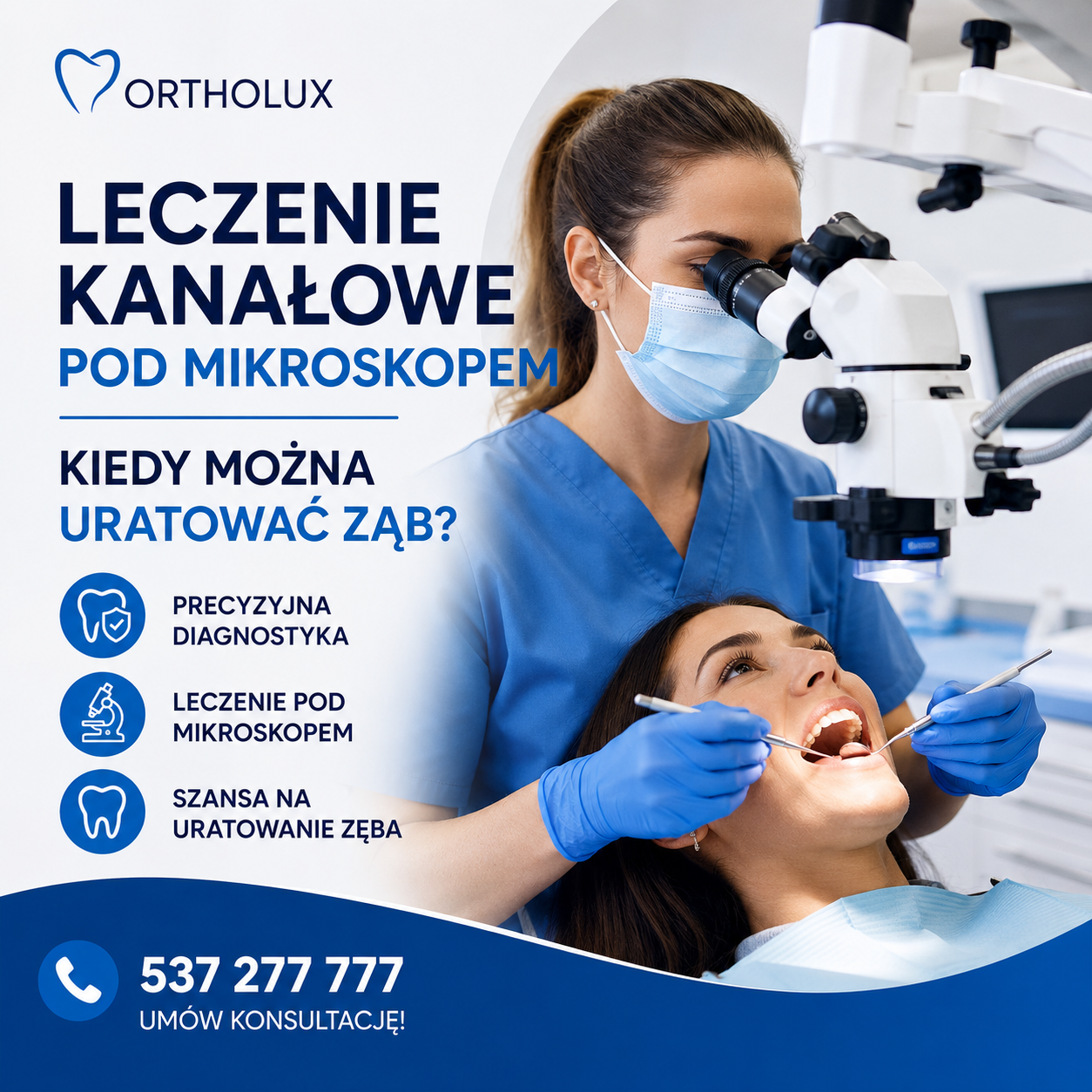 Leczenie kanałowe pod mikroskopem w Ortholux Białystok